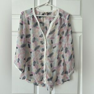 TK Sheer feather blouse, size L